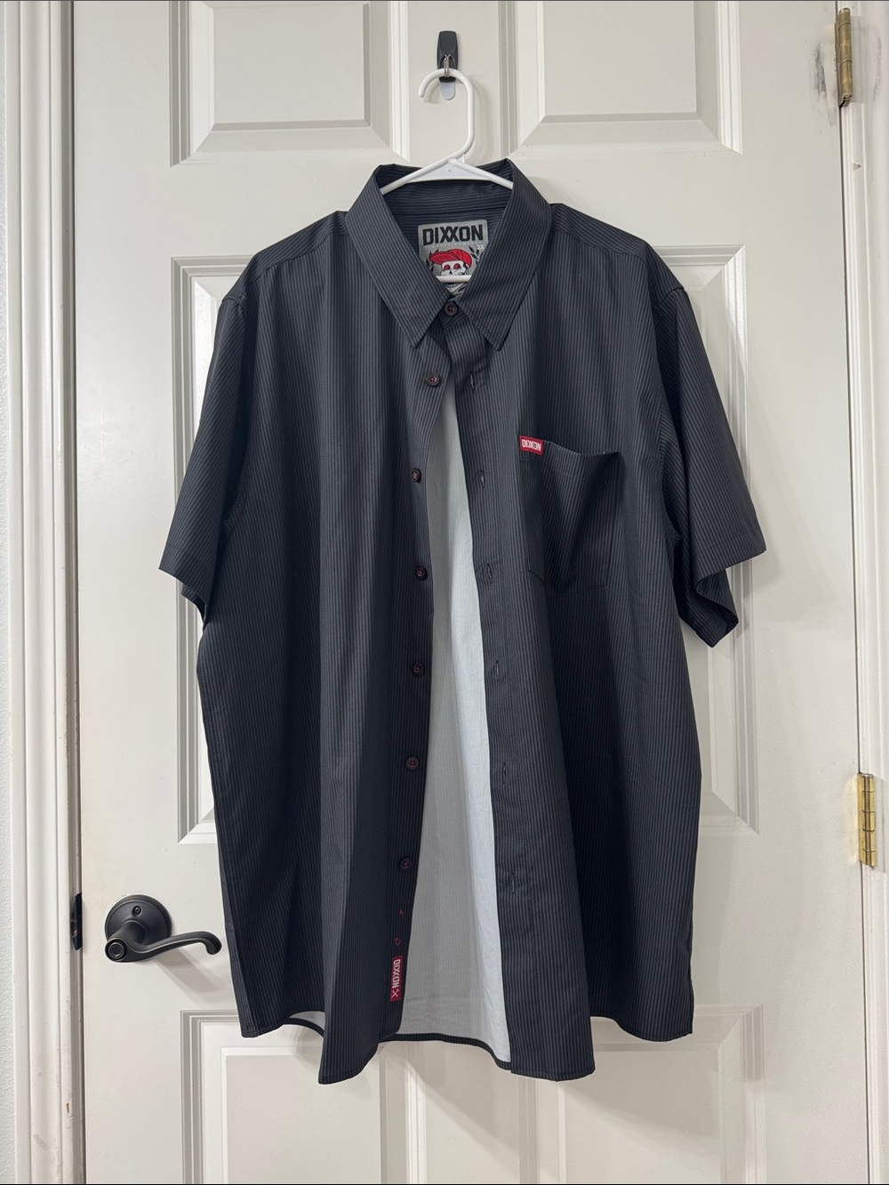 DIXXON Black Pinstripe Short-Sleeve Button-Up Shirt. The Benny